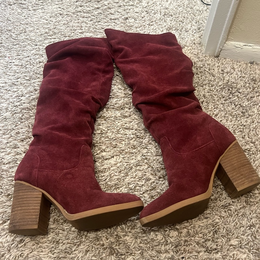 Burgundy heeled boots